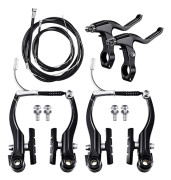 [QD] Komplett bromssats för cykel, svarta främre och bakre MTB hybridbromsar inner- och ytterkablar och spaksats