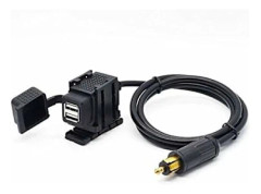 DIN Hella Motorcykel Dubbel USB Laddare Uttag Strömadapter 2.1A med 1.8m Kabel för Telefon / iPhone / GPS SatNav