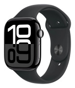 Apple Watch Series 10 GPS 46mm / Jet Black Aluminium Case / Black Sport Band - S/M