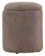 Limpen puff Ø32cm sammet med lagring brun.