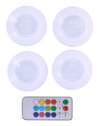 "QD " Grundig batteridrivna LED-spotlights RGB med fjärrkontroll - 4-pack
