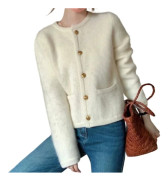 Elegant mohair kofta för damer tidig höst stickad cardigan högkvalitativ yttertopp