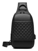 Crossbody-väska för vandring, slitstark justerbar axelrem i nylon, vattentät axelryggsäck med bekväm ventilerande rygg, extern USB
