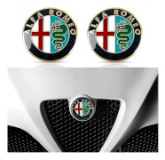 2 st (Gyllene) Bilhuv Bagagelucka Logo Emblem Märke Dekoration Klistermärken, för Alfa Romeo Giulietta Giulia Stelvio Spider Mito 147 156 159 166 GT Bil Styling