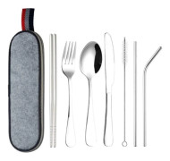 /QD/ Resebestick, 8 Delar - Silver