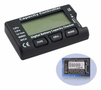 Digital Batterikapacitetstestare, Batterispännings- och Kapacitetstestare med LCD-display, för LiPo-, LiFe-, NiMH- och Li-ion-batterier.