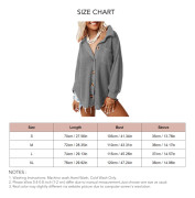 Våffelstickad Skjorta med Knappar Långärmad Fickdesign Båge Oregelbunden Fåll Lös Oversized Shacket Topp för Vår Höst Grå S
