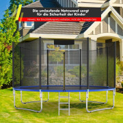 Ø 487cm trampolinskyddsnät för trädgårdstrampolinersättningsnät på utsidan med dragkedja