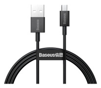 Ladd/Datakabel • USB/Micro-USB • 1m • 2.4A • Baseus • Svart