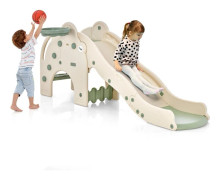 Slide Outdoor 4 in 1 rutschkana för barn & tunnel & basketbåge & stege 187,5 x 75 x 77,5 cm Grön