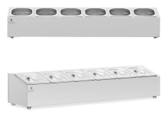 Utställningsställ för storköksbehållare 6 x GN 1/6 11,4 l + kärl med lock