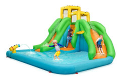 Bouncy Castle Water Park med två rutschbanor klättervägg 400 x 361 x 255 cm (utan blåsare)