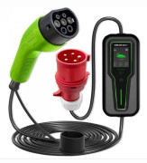 Qoltec Mobil EV-laddare med justerbar 2in1 Type2 | 7kW | CEE 3 PIN | 230V | LCD | Bärbar | Wallbox | 5m
