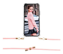 Boom iPhone 12 & 12 Pro skal med mobilhalsband- Rope Pink