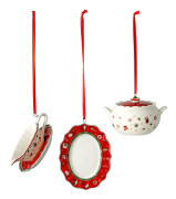 Villeroy & boch julpynt serveringsset 3 delar, röd/vit