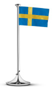 Georg Jensen - Georg Swedish Flag, Incl. Flagpole, Stainless Steel - Prydnadsföremål - Silver,Blå,Gul