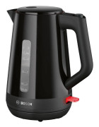 Bosch TWK1M123, 1,7 l, 2400 W, Svart, Plast, Vattennivå indikator, Överhettningsskydd