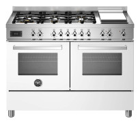 Bertazzoni PRO126G2EBIT Professional gasspis, 120 cm, 6 brännare och dubbelugn samt stekbord, vit