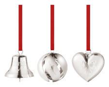 Georg jensen 2022 set med klot, klocka och hjärta, palladiumplätering