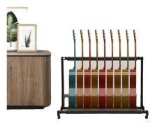 9-Rack Gitarrställ, Platsbesparande Design, Justerbara Fötter, Hållbar Järnkonstruktion