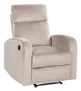 Elektrisk Recliner Fåtölj Beige Sammetsklädsel Enkel Sits Modern Design Relax Funktion
