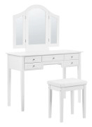 Sminkbord Vit MDF 95 x 45 x 144 cm 5 lådor Spegel Pall Vardagsrumsmöbler Retrodesign