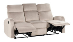 Manuell Recliner Soffa 3-sits Beige Sammetsklädsel Modern Design Relax Funktion