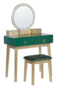 Sminkbord Grön och Guld MDF 4 Lådor LED Spegel Pall Vardagsrumsmöbler Glam Design Sovrum
