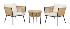 Bistro Set Brun och Grå PE Rotting Avtagbara Kuddar Soffbord Utomhus Trädgård