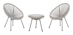 Cafeset Acapulco II Ljusgrå/svart - Ljusgrå/svart