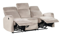 Elektrisk Recliner Soffa 3-sits Beige Sammetsklädsel Modern Design Relax Funktion