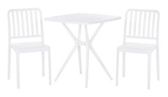 Bistro Set Vit Plast 2 Stolar 1 Bord Modern Rost och Vattenbeständigt Trädgård Balkongmöbler