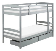 Våningssäng med lådor Grå Furu EU Enkel Storlek 90 x 200 cm Hög Sovande Barn Barn Sovrum Stege Lameller