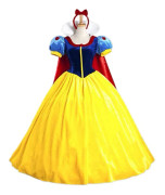 Snövit prinsessklänning vuxen dam drottning sagoklänning + huvudbonad set cosplay fest halloween karneval rollspelsoutfit