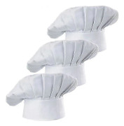 (Vit) Set med 3-pack Vuxen Kockmössa Vuxen Justerbar Elastisk Bagare Kök Matlagning Kockmössa 3 Stycken