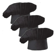 (Svart) Set med 3-pack Vuxen Kockmössa Vuxen Justerbar Elastisk Bagare Kök Matlagning Kockmössa 3 Stycken