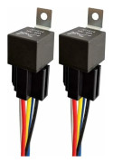 12V 40A Bilrelä med Färgad Kabelhärva, 5-Pin SPDT Relä för Motorcykel Lastbil Båt, Kraftiga Strömbrytare och Startmotorer, Vattentät, 2-Pack/NC/