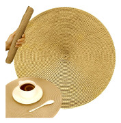 4-Pack Flätade Runda Bordstabletter Guld 38cm guld
