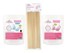 Blå & rosa sockervaddslåda + Sticks