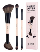 JESSUP 6-in-3 Duo-End Brush Versatility Collection av dubbelsidiga sminkborstar Peach Dust 3st.