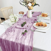 Ostduk bordslöpare, bordslöpare för evenemang, bröllopsdekoration, jul, beige, 90×300 cm, lila rosa Purple