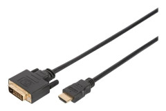 DIGITUS - Adapterkabel - enkel länk - HDMI hane till DVI-D hane - 2 m - dubbelt skärmad - svart