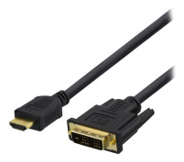DELTACO HDMI-112D - Kabel för video / ljud - HDMI (hane) till DVI (hane) - 2 m - svart - stöd för 1080p