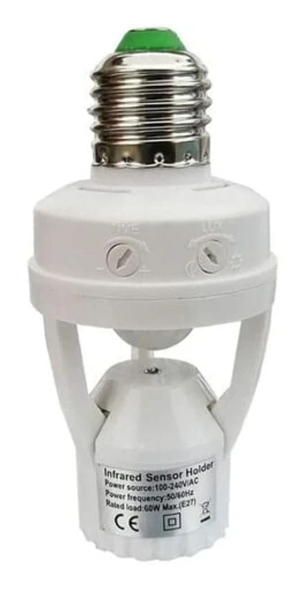 QQU-Sockel med PIR-rörelsesensor Glödlampor med E27-sockel för inomhusbruk med tids- och ljusjustering
