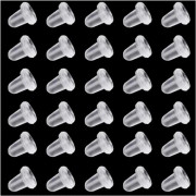 200 st genomskinliga silikonörhängestoppar, örhängelås, säkerhetsöglor för örhängen (storlek 4 x 4 mm) (200 st)