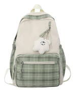 Kawaii Ryggsäck med Hänge Söt Ryggsäck Rutig Estetisk Ryggsäck Skolväska för Flickor Tonåringar Tillbaka till Skolan Ryggsäckar(A)