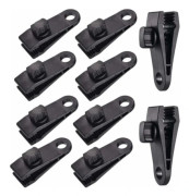Ahlsen 10 set presenningsklämma tältklämma presenning markisklämma, presenningsklämma, tältklämma, för biltält, presenning, markiser, camping, svart,/NC/