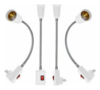 Ahlsen 4 st E27 Lamp Ljushållare EU Plug-in LED Vägglampa Arbetslampa med Strömbrytare E27 Lampadapter Sockelförlängningskabel E27 Sockel/NC/