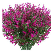 Konstgjorda Lavendelblommor Växter 8 Stycken, Livslika UV-beständiga Falska Buskar Grönska Bukett