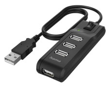HAMA Hub USB-A 2.0 Switch 4x Ports 480 Mbit/s Black